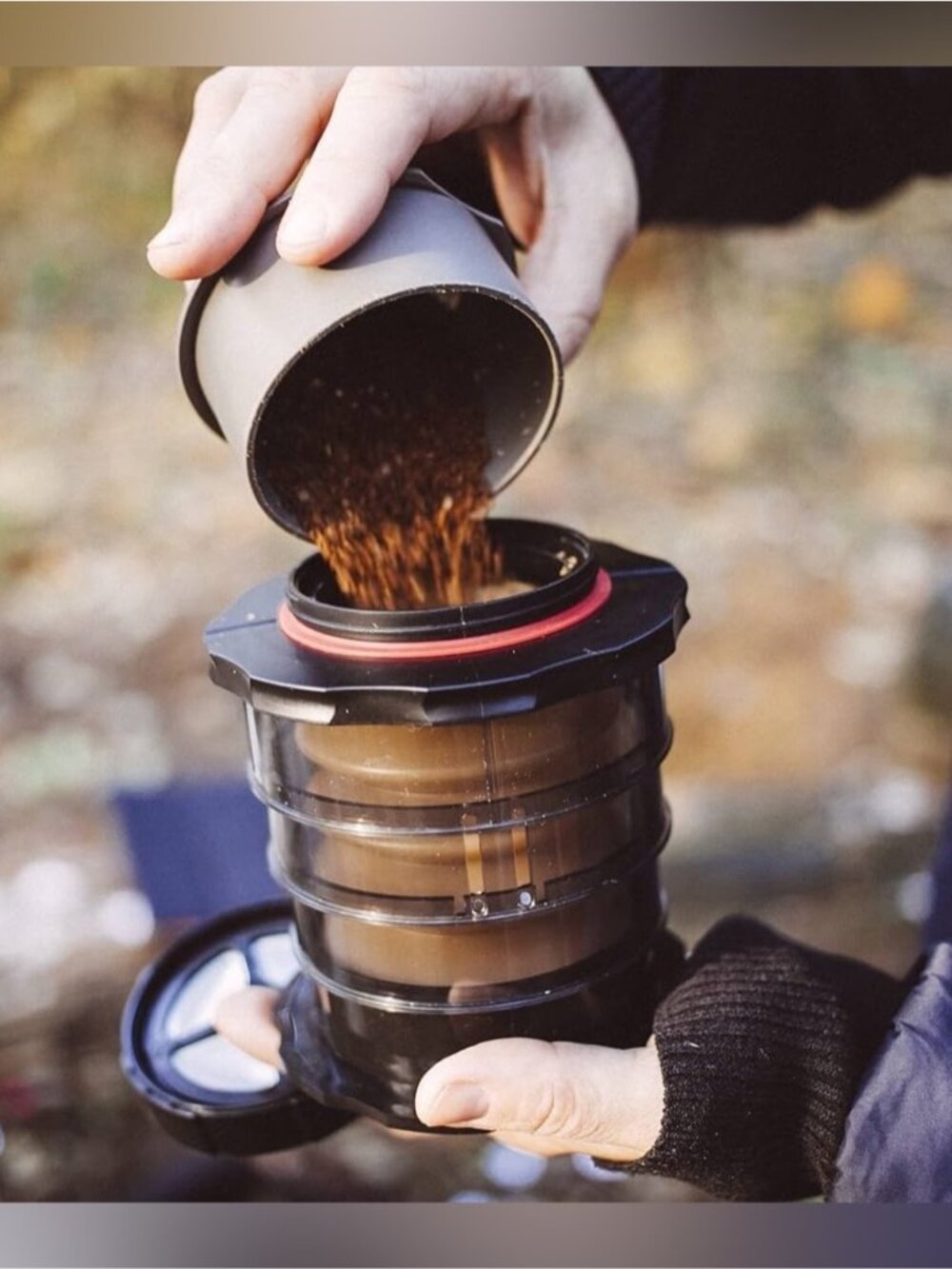 Cafflano KOMPACT Hot Cold Coffee Press Black Portable Travel Espresso Maker Case